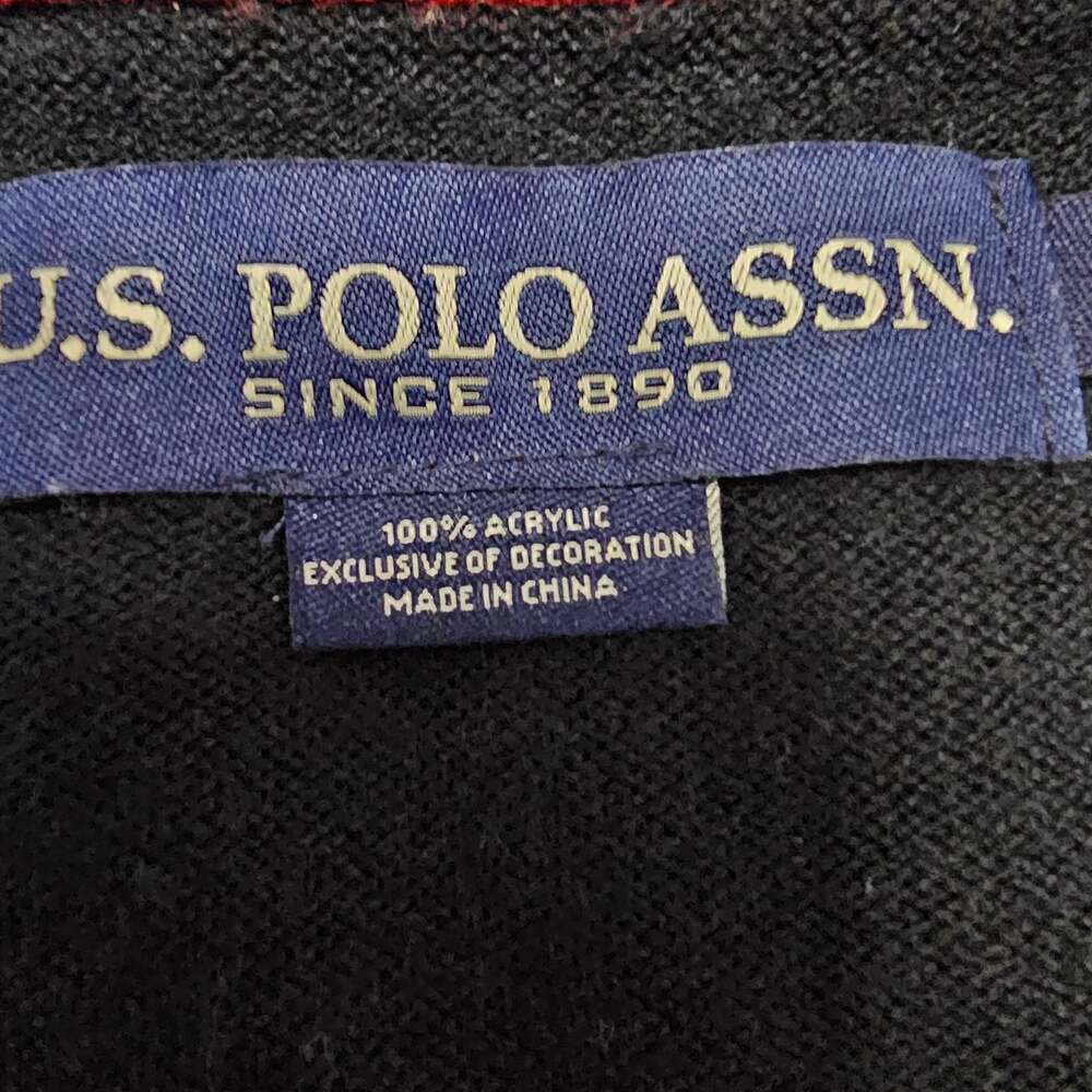 U.S. Polo Assn. Men's XL Black V-Neck Sweater Red Pony Logo Long Sleeve - Picture 3 of 7